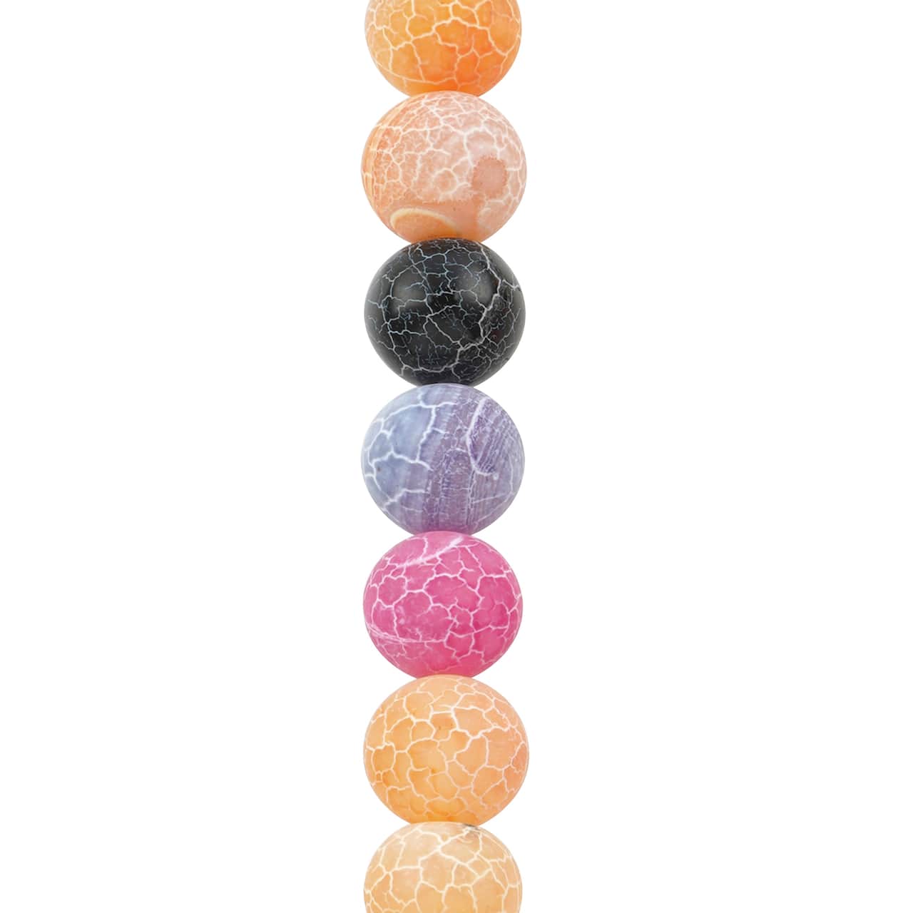 12 Pack: Multicolor Crackled Agate Round Beads, 10mm by Bead Landing™